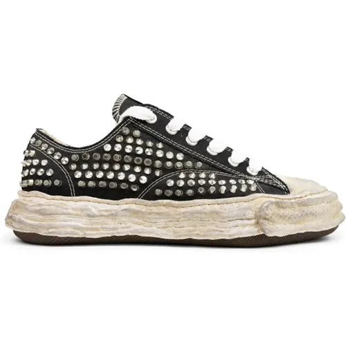 Studded Canvas Low-Top Sneaker in Schwarz , Herren, Größe: 38 EU - MIHARA YASUHIRO - Modalova