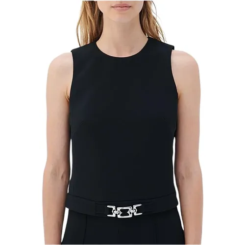 Sleeveless Flared Top with Open Back and Metal Detail , female, Sizes: M - Barbara Bui - Modalova