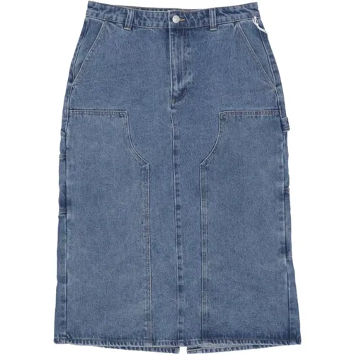 Denim Midi Skirt with Tool Pockets , female, Sizes: W26, W30, W28, W29 - Obey - Modalova