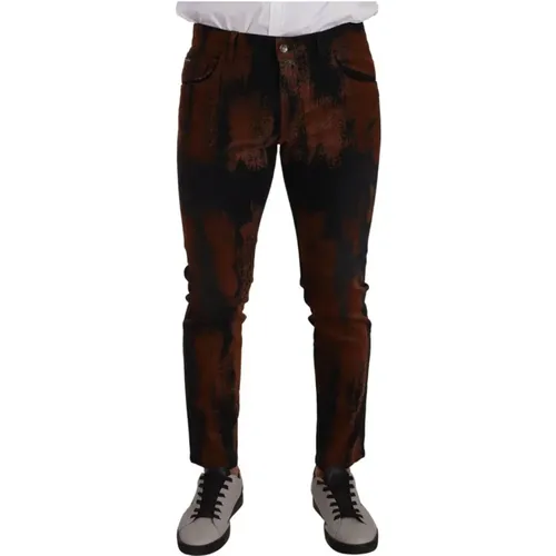 Schwarze Braune Tie Dye Skinny Jeans - Dolce & Gabbana - Modalova