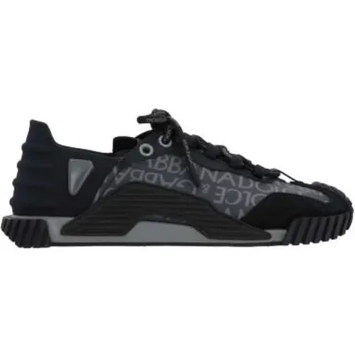 Schwarze Canvas Low-Top Sneakers mit Logo Jacquard , Herren, Größe: 39 EU - Dolce & Gabbana - Modalova