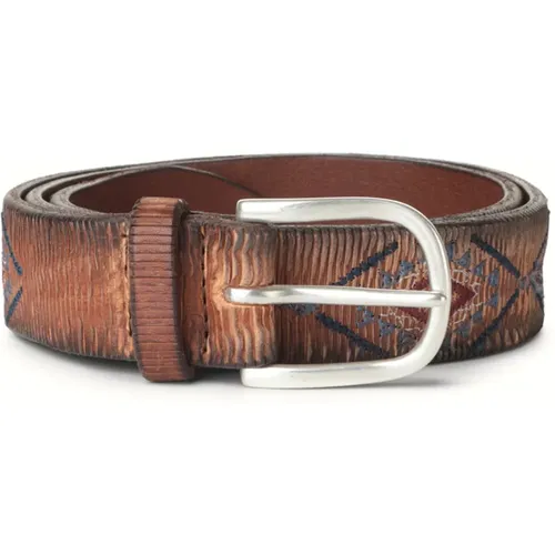 Leather Geometric Fabric Belt , female, Sizes: 95 CM, 90 CM - Orciani - Modalova