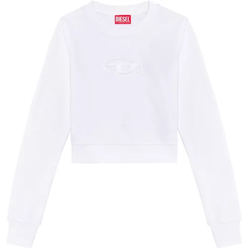 Cropped sweatshirt with cut-out logo , female, Sizes: S, M, L - Diesel - Modalova