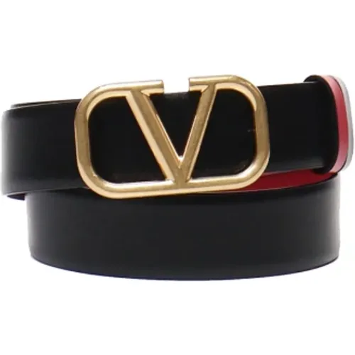 Italian Leather Belt with Vlogo Buckle , female, Sizes: 100 CM, 95 CM, 85 CM, 80 CM - Valentino Garavani - Modalova