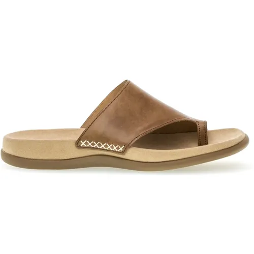 Cognac Leder Zehenschlaufe Sandalen , Damen, Größe: 40 EU - Gabor - Modalova