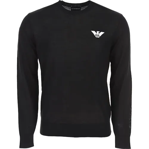 Wool Sweater with Eagle Logo , male, Sizes: S - Emporio Armani - Modalova