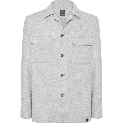 B Wool and Tencel Camp Overshirt , Herren, Größe: 3XL - Boggi Milano - Modalova