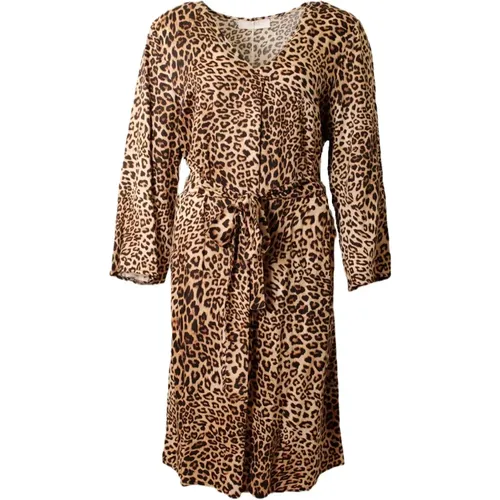 Leopardenmuster Kleid , Damen, Größe: 5XL - Amélie & Amélie - Modalova