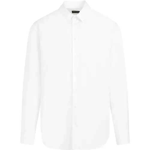 Weiße Baumwollhemd Klassischer Stil , Herren, Größe: XL - Giorgio Armani - Modalova