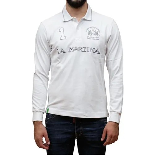 Weißes Langarm-Poloshirt , Herren, Größe: M - LA MARTINA - Modalova