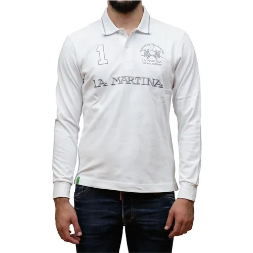 Weißes Langarm-Poloshirt , Herren, Größe: XL - LA MARTINA - Modalova