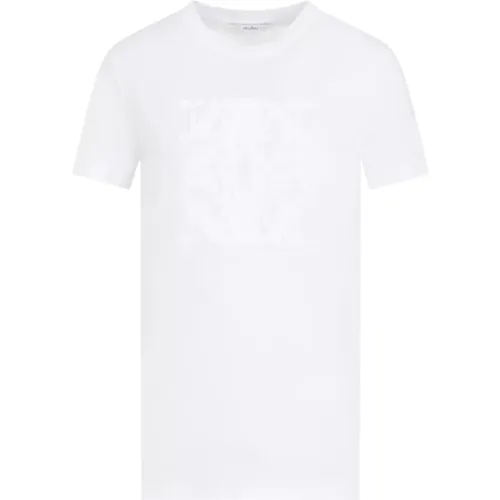 Weiße Baumwoll-T-Shirt mit Lurex-Logo - Max Mara - Modalova