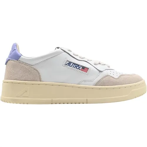 Niedrige Damen Leder Sneakers Weiß Lavendel , Damen, Größe: 37 EU - Autry - Modalova