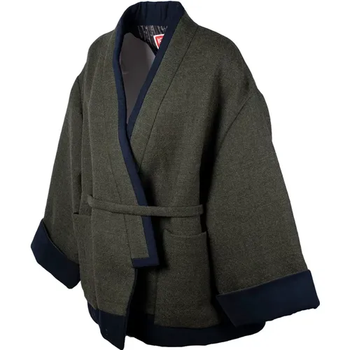 Militärgrüner Woll-Kimono-Mantel - Kenzo - Modalova