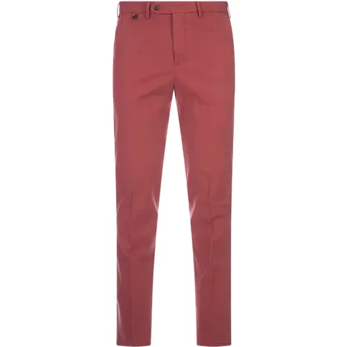 Rote Baumwoll-Lyocell-Hose mit mittelhoher Taille , Herren, Größe: XL - PT Torino - Modalova