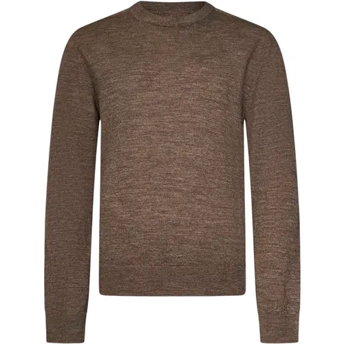 Brauner Wollpullover mit Lederpatches , Herren, Größe: XL - Maison Margiela - Modalova