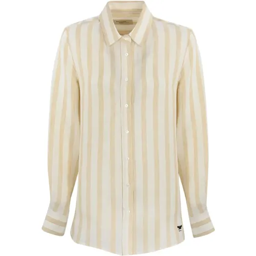 Striped Linen Long Sleeve Shirt , female, Sizes: L - Max Mara Weekend - Modalova