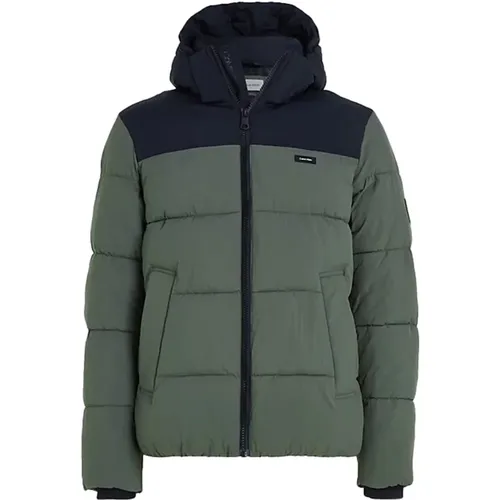 Color Block Hooded Jacket for Men , male, Sizes: M, XL - Calvin Klein - Modalova