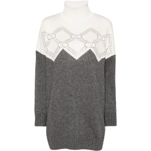 Knitted Sweater with Rhinestone Detailing , female, Sizes: S, M, L - Liu Jo - Modalova