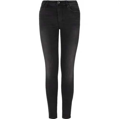 Schwarze Denim Skinny Jeans mit Logo-Stickerei , Damen, Größe: W30 - Armani Exchange - Modalova