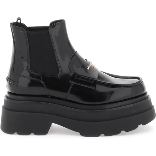 Polished Leather Platform Ankle Boots , female, Sizes: 3 UK, 5 UK, 5 1/2 UK, 6 UK, 4 UK - alexander wang - Modalova