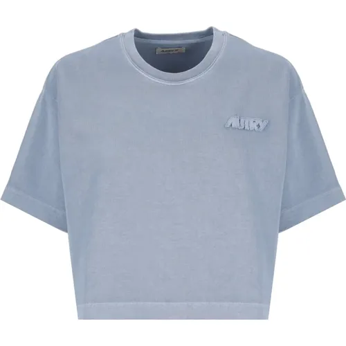 Blaues Baumwoll-Cropped-T-Shirt - Autry - Modalova