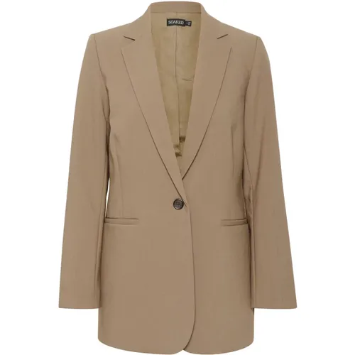 Schicke Blazer Jacke Walnuss , Damen, Größe: L - Soaked in Luxury - Modalova