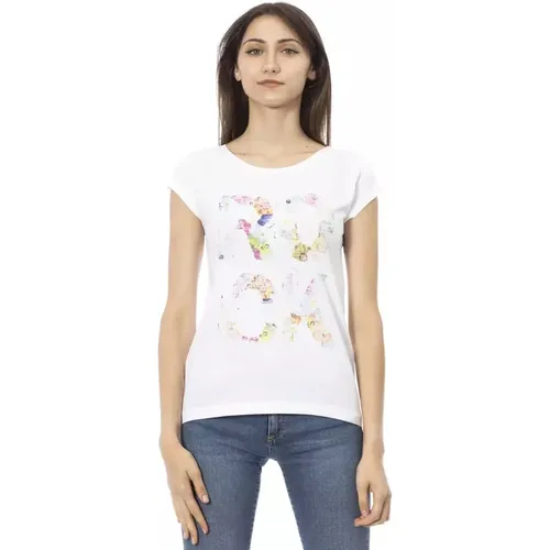 Action Weißes Baumwoll-T-Shirt , Damen, Größe: M - Trussardi - Modalova