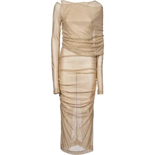 Golden Pinafore Dresses , female, Sizes: XS - Dolce & Gabbana - Modalova
