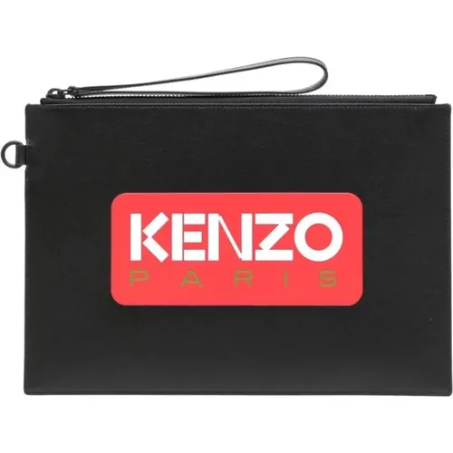 Schwarze Logo-Print Clutch Tasche , Herren, Größe: ONE Size - Kenzo - Modalova