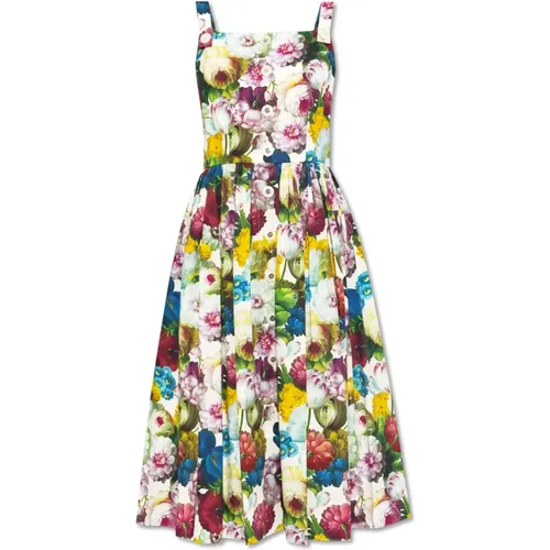 Dress with floral motif , female, Sizes: M - Dolce & Gabbana - Modalova