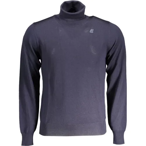 Blauer Wollrollkragenpullover mit Logo , Herren, Größe: 3XL - K-way - Modalova