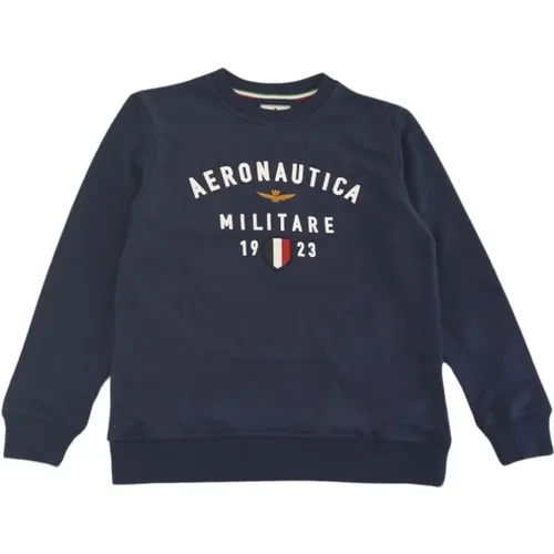 Langarm-Sweatshirt mit Druck und Stickerei - aeronautica militare - Modalova