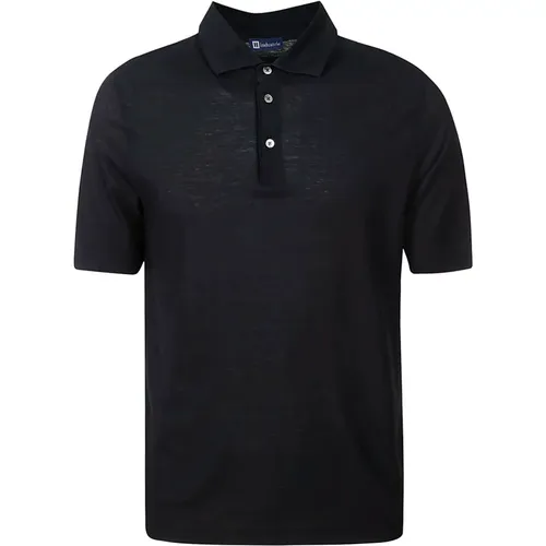 Blaues Baumwoll-Poloshirt Knopfverschluss , Herren, Größe: 2XL - Hindustrie - Modalova