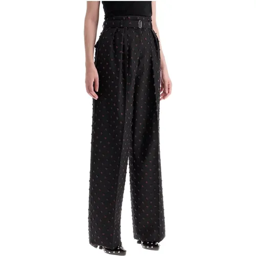 Wide Plumetis High-Waisted Trousers , female, Sizes: XS - Lanvin - Modalova