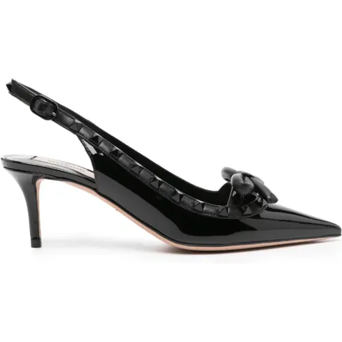 Rockstudded Bow Leather Pump , female, Sizes: 4 UK, 7 UK, 8 UK, 6 1/2 UK, 4 1/2 UK, 5 UK - Valentino - Modalova