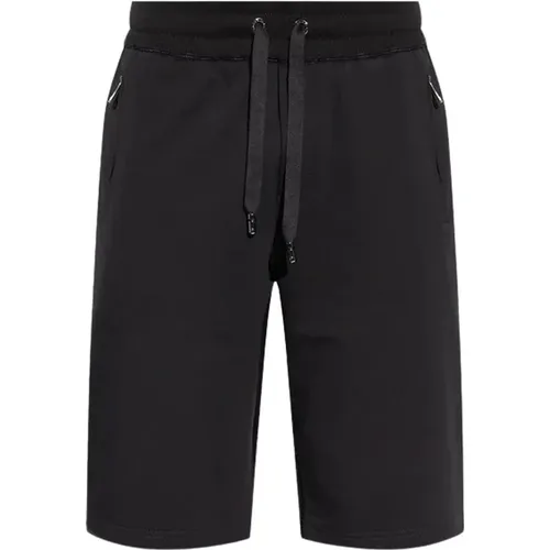 Schwarze Baumwoll-Logo-Elastikshorts - Dolce & Gabbana - Modalova