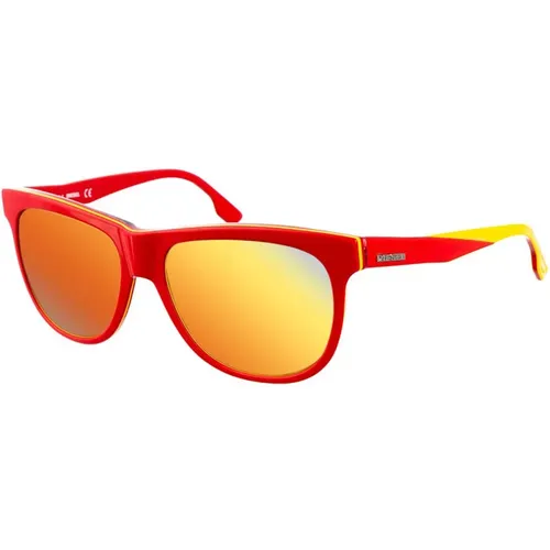 Sonnenbrille mit rotem Acetatrahmen und gelben Konturen , Herren, Größe: ONE Size - Diesel - Modalova