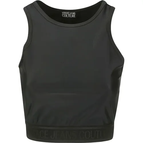 Schwarzes elastisches Logo-Jogging-Top , Damen, Größe: M - Versace Jeans Couture - Modalova