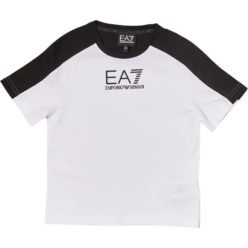 Weiße T-Shirt mit EA7 Logo - Emporio Armani EA7 - Modalova