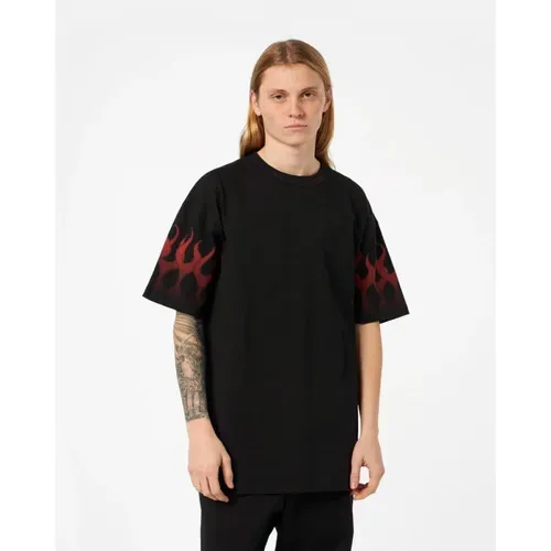 Polo T-Shirt Kombination,Schwarzes T-Shirt mit roten Flammen - Vision OF Super - Modalova