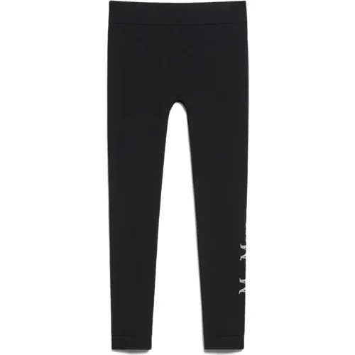 Schwarze Leggings mit Bedruckten Buchstaben - Max Mara - Modalova