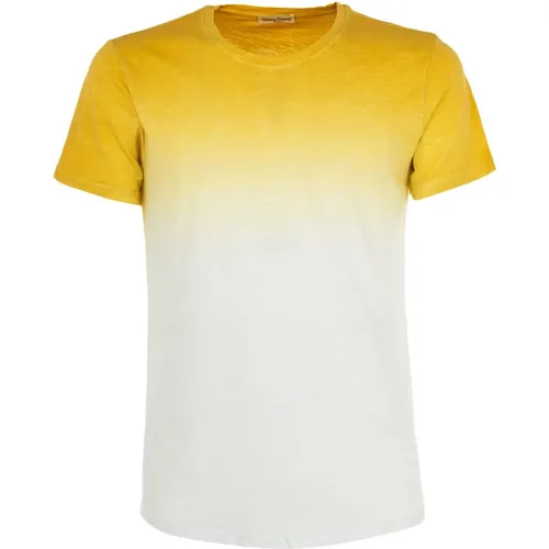 Gelbes Herren T-Shirt Outlet Preis , Herren, Größe: M - CASHMERE COMPANY - Modalova