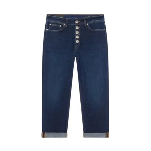 Cropped Jeans with Jewel Button Fastening , female, Sizes: W30, W24, W27, W28, W26, W29, W25 - Dondup - Modalova