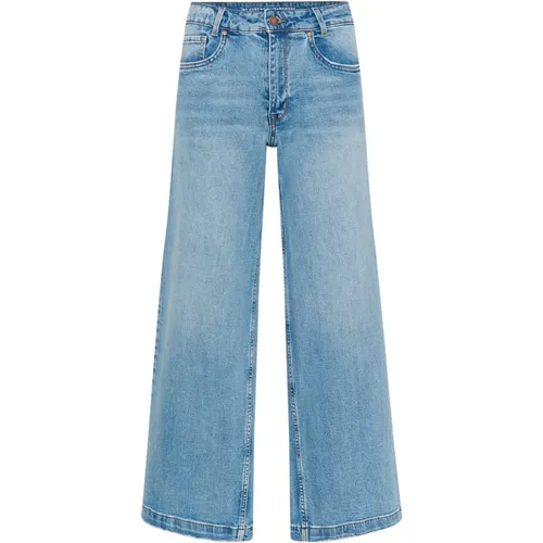 High-Waisted Wide-Leg Jeans, Hellblaue Retro-Waschung , Damen, Größe: W30 - My Essential Wardrobe - Modalova