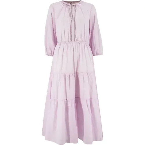 Kleid aus reiner Baumwollvoile mit leuchtendem Detail , Damen, Größe: M - PESERICO - Modalova