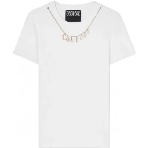 Kurzarm Kette Charm T-Shirt , Damen, Größe: S - Versace - Modalova