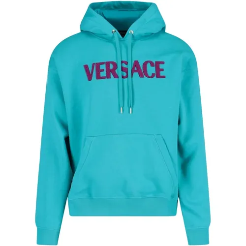 Grüner Baumwoll-Logo-Sweatshirt , Herren, Größe: S - Versace - Modalova