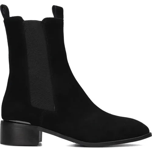 Schwarze Wildleder Chelsea Stiefel Flach , Damen, Größe: 40 EU - Stefano Lauran - Modalova