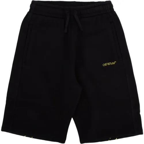 Schwarze Limetten-Sweatshorts mit Buchstil-Design - Off White - Modalova